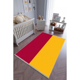 10 Post Online Kaymaz Oval Kesme Sarı Kırmızı 80x200 cm Çocuk Odası Halı
