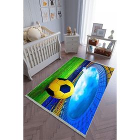 10 Post Online Kaymaz Oval Kesme Yeşil Mavi 80x450 cm Çocuk Odası Halı