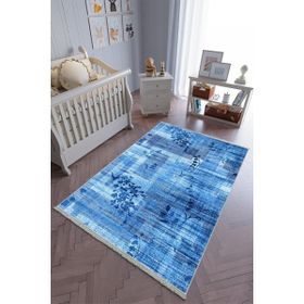 10 Post Online Lacivert Kaymaz Oval Kesme 140x260 cm Çocuk Odası Halı