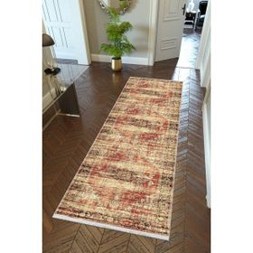 10 Post Online Otantik Bej Kahverengi Krem Kaymaz Kesme İnce Dijital Baskı 80x375 cm Yolluk