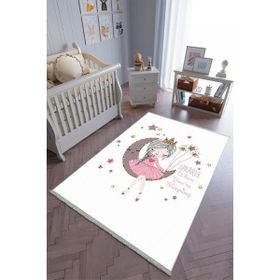 10 Post Online Pembe Beyaz Gri Kaymaz Oval Kesme 80x475 cm Çocuk Odası Halı