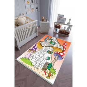 10 Post Online Renkli Kaymaz Oval Kesme 80x175 cm Çocuk Odası Halı