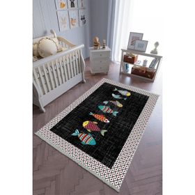 10 Post Online Renkli Kaymaz Oval Kesme 80x175 cm Çocuk Odası Halı
