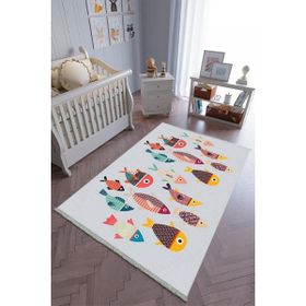 10 Post Online Renkli Kaymaz Oval Kesme 80x200 cm Çocuk Odası Halı