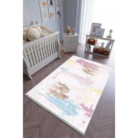 10 Post Online Renkli Kaymaz Oval Kesme 80x250 cm Çocuk Odası Halı