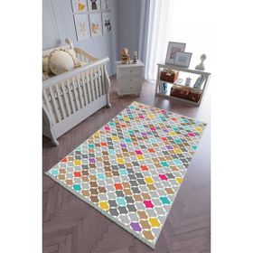 10 Post Online Renkli Kaymaz Oval Kesme 80x275 cm Çocuk Odası Halı
