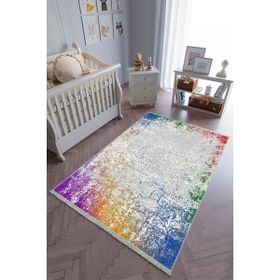 10 Post Online Renkli Kaymaz Oval Kesme 80x325 cm Çocuk Odası Halı