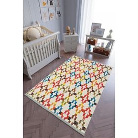 10 Post Online Renkli Kaymaz Oval Kesme 80x350 cm Çocuk Odası Halı
