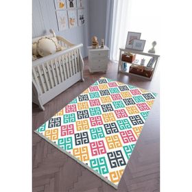 10 Post Online Renkli Kaymaz Oval Kesme 80x400 cm Çocuk Odası Halı