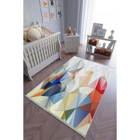 10 Post Online Renkli Kaymaz Oval Kesme 80x425 cm Çocuk Odası Halı