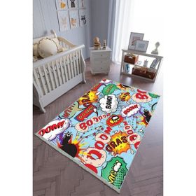 10 Post Online Renkli Kaymaz Oval Kesme 80x475 cm Çocuk Odası Halı