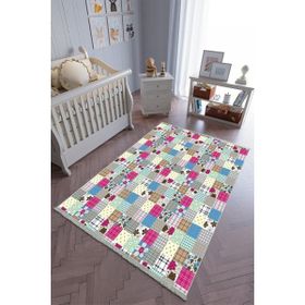 10 Post Online Renkli Kaymaz Oval Kesme 80x500 cm Çocuk Odası Halı