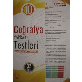 10. Sınıf Coğrafya Yaprak Testleri Yayınevi Palme Yayınları