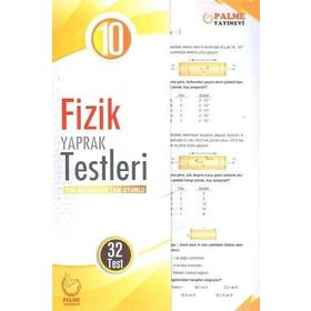 10. Sınıf Fizik Yaprak Testleri Palme Yayınları