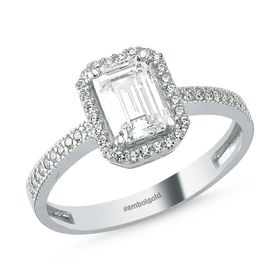 1,00 ct Baget Beyaz Altın Tek Taş Yüzük