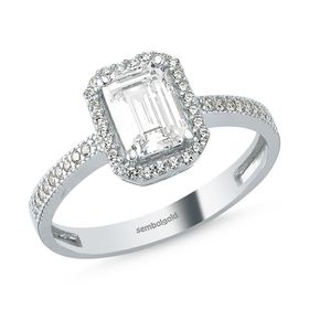 1,00 ct Baget Beyaz Altın Tek Taş Yüzük