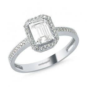 1,00 ct Baget Beyaz Altın Tek Taş Yüzük