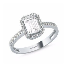 1,00 ct Baget Beyaz Altın Tek Taş Yüzük