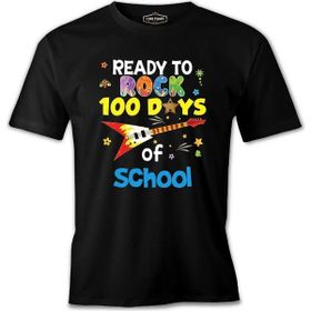 100 Days Of School Ready To Rock Siyah Erkek Tshirt