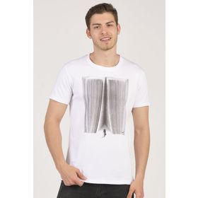 %100 Pamuk Soyut Baskılı Bisiklet Yaka Erkek T-Shirt