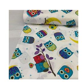 %100 Pamuklu Baykuşlu 80 x 120 cm Renkli Bebek ve Çocuk Lastikli Çarşaf