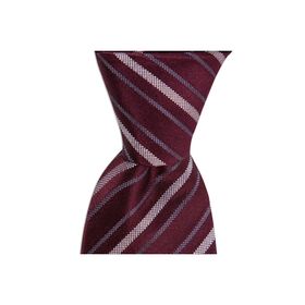 1001 Kravat KS0020 Erkek Bordo Çizgili 8 Cm Genişliğinde Ipek Kravat