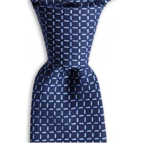 1001 Kravat KS590 Lacivert Desenli 7,5 cm Genişliğinde İpek Kravat