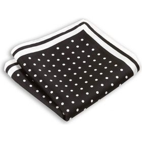 1001 Kravat M0017 Siyah Puantiye Desenli 33 x 33 cm Ölçülerinde Ipek Cep Mendili