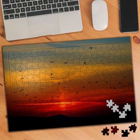 100367 Kuşların Uçuşu Ve Kızıl Gün Batımı 240 Parça Puzzle Yapboz