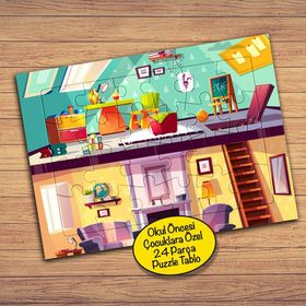 1021 Evde Eşya Düzeni Çocuklara Özel Puzzle Yapboz Tablo