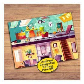 1021 Evde Eşya Düzeni Çocuklara Özel Puzzle Yapboz Tablo