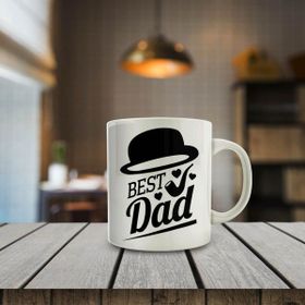 10229 Şapkalı Best Dad Yazılı Baskılı Hediyelik Kupa Bardak