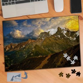 103 Karlı Dağlar Bulutlu Gökyüzü 240 Parça Puzzle Yapboz Tablo