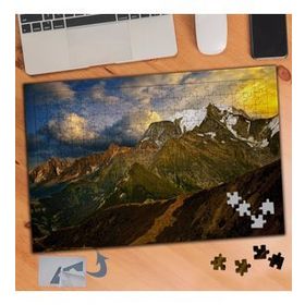 103 Karlı Dağlar Bulutlu Gökyüzü 240 Parça Puzzle Yapboz Tablo