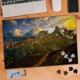103 Karlı Dağlar Bulutlu Gökyüzü 240 Parça Puzzle Yapboz Tablo