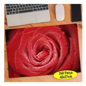 103925655 Kırmızı Yapraklı Gül 240 Parça Puzzle Yapboz