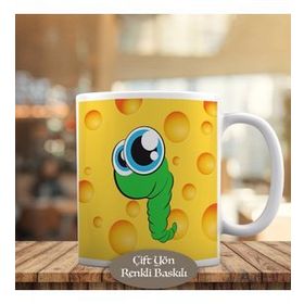 1045-175 Küçük Sevimli Yeşil Tırtıl Kupa Bardak