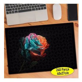 104553208 Siyah Zeminde Renkli Zarif Gül 240 Parça Puzzle Yapboz