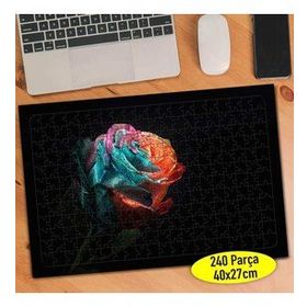 104553208 Siyah Zeminde Renkli Zarif Gül 240 Parça Puzzle Yapboz