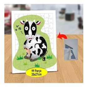 1047 Hipnoz Olmuş Siyah Beyaz İnek 99 Parça Puzzle Yapboz Tablo