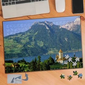 106 Şehirde Deniz Dağ Manzarası 240 Parça Puzzle Yapboz Tablo