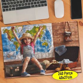 106815682 Tatil Yapan Heycanlı Minik Kız 240 Parça Puzzle Yapboz