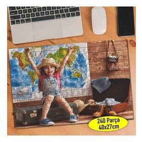 106815682 Tatil Yapan Heycanlı Minik Kız 240 Parça Puzzle Yapboz