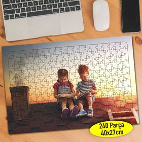 107589251 Çatıda Kitap Okuyan Çocuklar 240 Parça Puzzle Yapboz