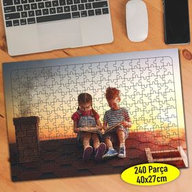 107589251 Çatıda Kitap Okuyan Çocuklar 240 Parça Puzzle Yapboz