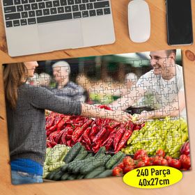 109110741 Organik Gıda Pazarı Alışveriş 240 Parça Puzzle Yapboz