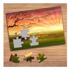 10919 Gün Batımı Ağaç Dalları Çocuklara Özel Puzzle Yapboz Tablo