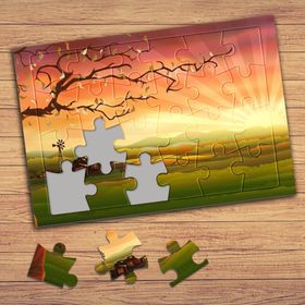 10919 Gün Batımı Ağaç Dalları Çocuklara Özel Puzzle Yapboz Tablo