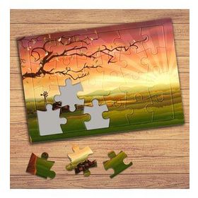10919 Gün Batımı Ağaç Dalları Çocuklara Özel Puzzle Yapboz Tablo