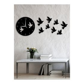 10K Dekor DMSTDA00050 Kuş Tasarımlı Modern Dekoratif Ahşap Duvar Saati